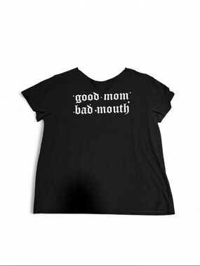 Good Mom Bad Mouth Graphic Tee - Black